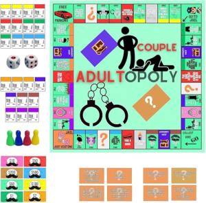 Adultopoly Board Game, Adult Board Game Naughty, Adult Couple Card Board Games Props, Date Night Couple Relationship Conversation Game Card Board