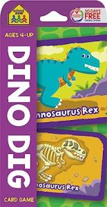 School Zone Dino Dig Card Game: 56 Game Cards, Preschool, Kindergarten, Dinosaurs, Dinosaur Names, Dino Cards, Counting, Matching, Vocabulary, Ages 4+