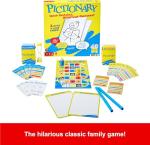 Mattel Games Pictionary Family Board Game for Kids, Adults and Game Night for 2 Teams with Erasable Markers, Boards and Sand Timer