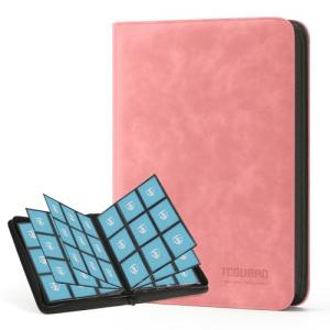 Trading Card Binder, 9 Side Loading Pocket Card Album Hold Up to 540 Cards, Zipper Binder for Cards Collection, TCG Card Holder for Game Card, Sports Card, Yugioh, MTG etc.（Pink 9）