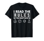 Funny I Read The Rules So You Don't Have to Board Game Gift T-Shirt