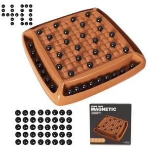 Magnetic Game Chess, Magnet Chess 40 Piceses Fun Family Games for Kids and Adults, Table Top Board Game for Game Night 2-4 Players (Brown)