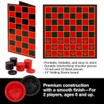 Kangaroo - Multiplayers Strategy Checker Board Game for Kids & Adults - Portable Educational Travel Cardboard Checkers - Includes Large Board w/ 24 Checkers (12 Red and 12- Black) 15x15 Inches