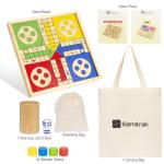 Gamitrak 12 Inch Wooden Ludo & Snakes & Ladders 2-in-1 Reversible Classic Board Game for Adults, Includes 1 Board, 2 Dice, 1 Cup, 16 Tokens, Rules, Pouch & Carrying Bag. Raise Edge