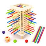 Pichoi Montessori Wooden Board Game for Age 3-5, Math Educational Puzzle Game for Kids 4-6-8, Fine Motor Skills Toys & Counting Toy Multiplayer Family Game Travel Toys Gifts for 3 4 5 6 Years Old