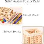 Pichoi Montessori Wooden Board Game for Age 3-5, Math Educational Puzzle Game for Kids 4-6-8, Fine Motor Skills Toys & Counting Toy Multiplayer Family Game Travel Toys Gifts for 3 4 5 6 Years Old