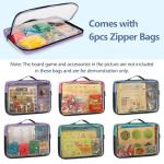 Rexmica Board Game Storage Bag with 6pcs Zipper Bags, Board Game Organizer and Storage with Cover for Office Supplies, Puzzles, Toys, Building Blocks, Craft Product, Board Game Storage Containers