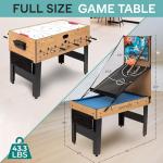SereneLife 48" 6-in-1 Multi Game Table, Full-Size Indoor and Outdoor Arcade Sports Table with Pool, Air Hockey, Foosball, Basketball, Table Tennis, Dining Table, for Family, Kids, Adults