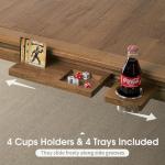 Board Game Table with Removable Table Top, Seats 4 to 6 Players with 4ft-9in x 2ft-9in Play Area, Includes Play Mat and Detachable Cup Holders, Minimal Assembly Required (Warm Walnut)