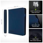Vault X Premium Exo-Tec Zip Binder 12 Pocket, 20 Double-Sided Pages for 480 Side-Loading Slots for Board, Collectible or Trading Card Game Protective Folder Album (Blue)