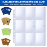 Fabmaker 36pack Trading Card Sleeve, Holds 648 Cards, 9 Pocket Card Sleeves Binder Sheets for 3 Ring Binder, 11 Holes Trading Card Binder Sleeves Fit for MTG, Baseball, Game, Business Cards, Coupon
