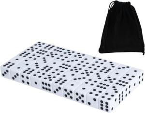 50 Pack 16MM White Dice - Six Sided Standard Opaque White Dice with Black Pips Dots for Board Games