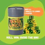 Big Discoveries Trash Dice - Fast-Paced Family Dice Game | Exciting 2-Player Board and Dice Game with Trash Can and Dice Set | for Travel, Party, and Games Night