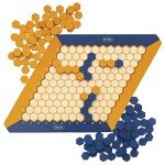 Hexus Board Game - Traditional 2 Player Strategy Board Game with Wooden 11" x 11" Hex Grid and Hexagon Tiles (Blue/Orange) - Unique Brain Teasers and Puzzle Games for Families, Friends and Collectors