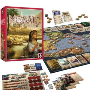 Mosaic: A Story of Civilization - Strategy Board Game for Adults and Family | Fast, Fun, Action-Selection and Area Control Game | 1-6 Players | Ages 14 and Up | 120 Minutes | by Forbidden Games