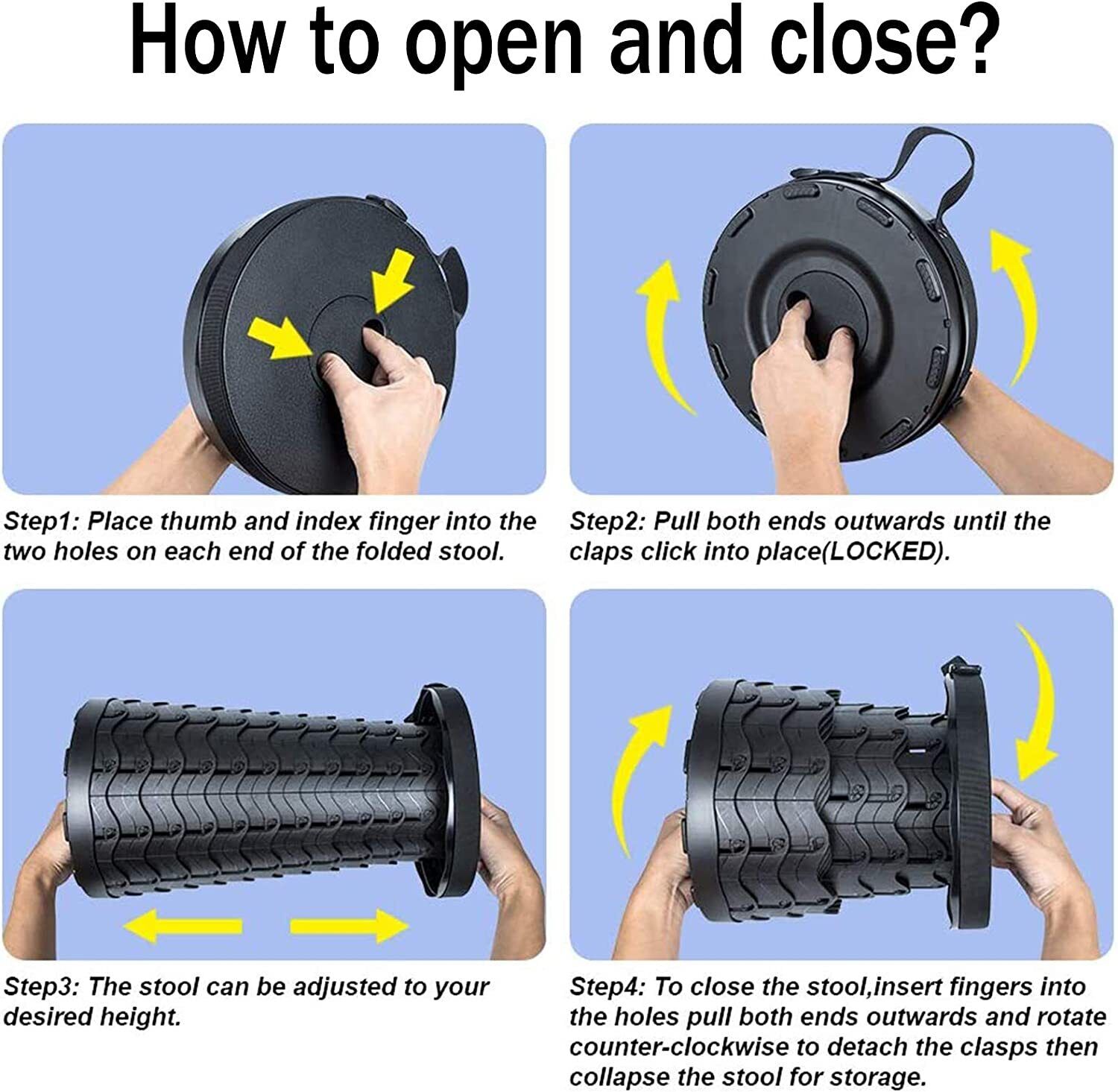 Portable Telescopic Folding Stool for Camping