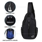 WATERFLY Hiking Crossbody Sling Backpack (Black)