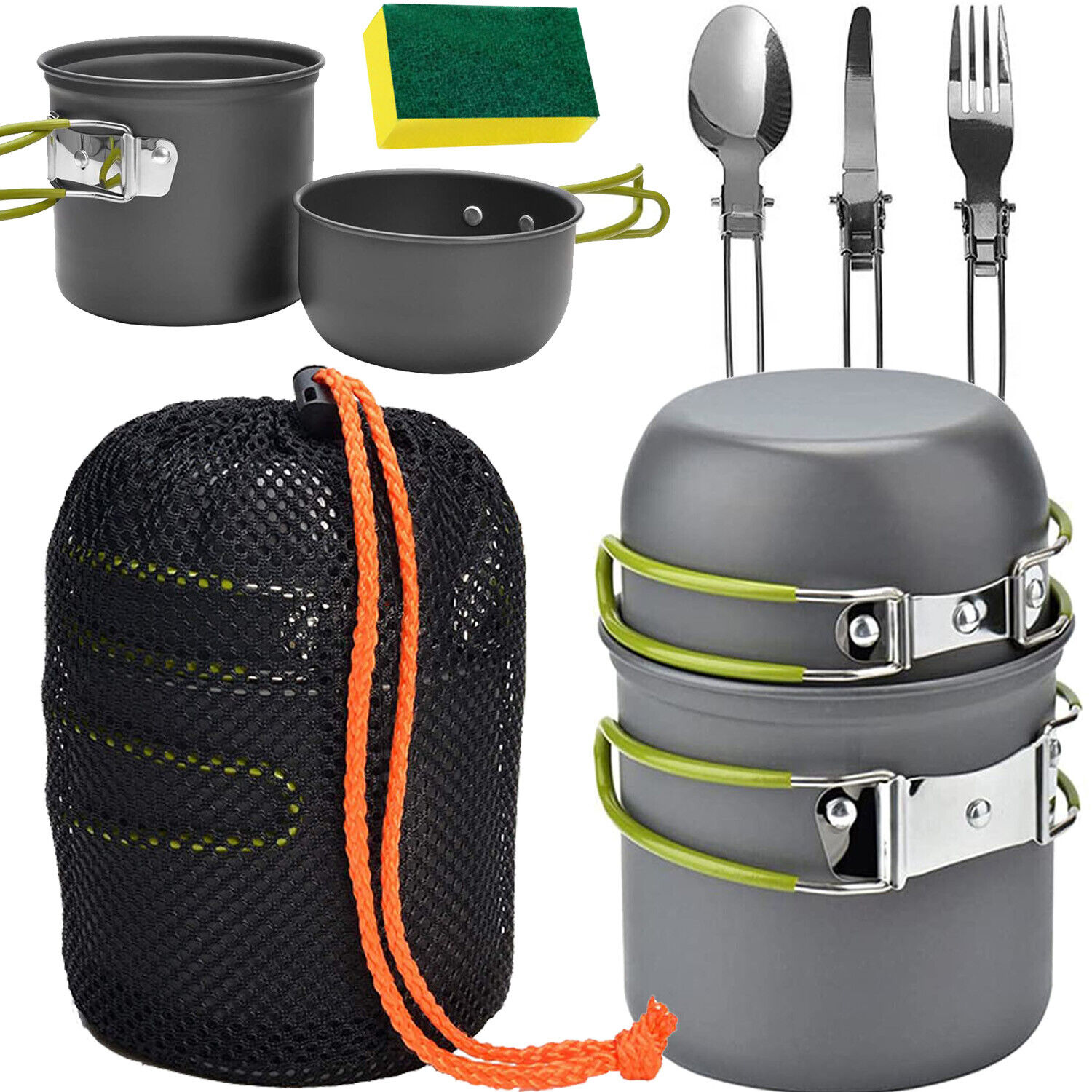 8 Piece Camping Cookware Set for Outdoor Cooking