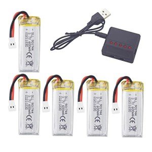 5PCS 3.7V 600mAh Lithium Batteries with Charger
