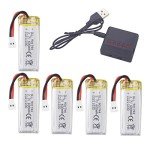 5PCS 3.7V 600mAh Lithium Batteries with Charger