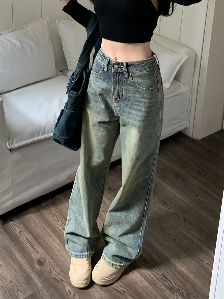Deeptown Y2K Vintage Baggy Wide Leg Jeans