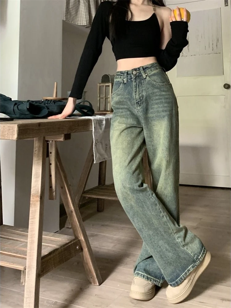 Deeptown Y2K Vintage Baggy Wide Leg Jeans