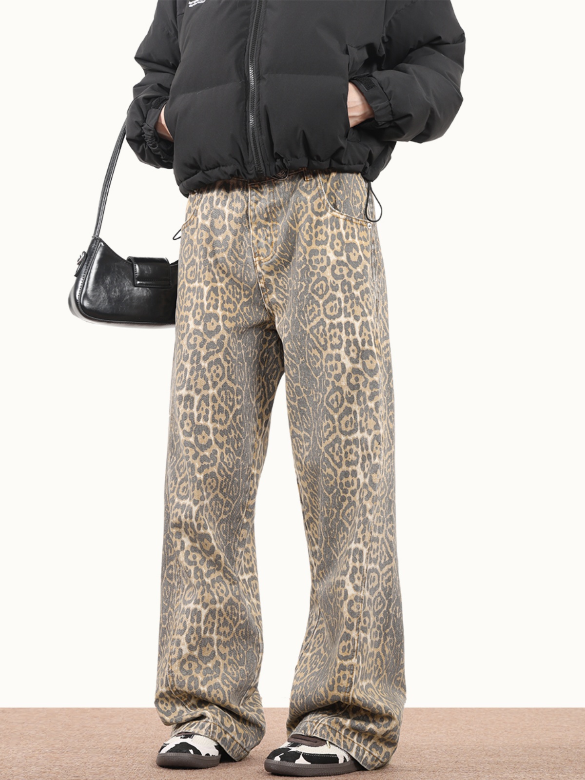Y2K Retro Leopard Print High-Waisted Jeans for Women
