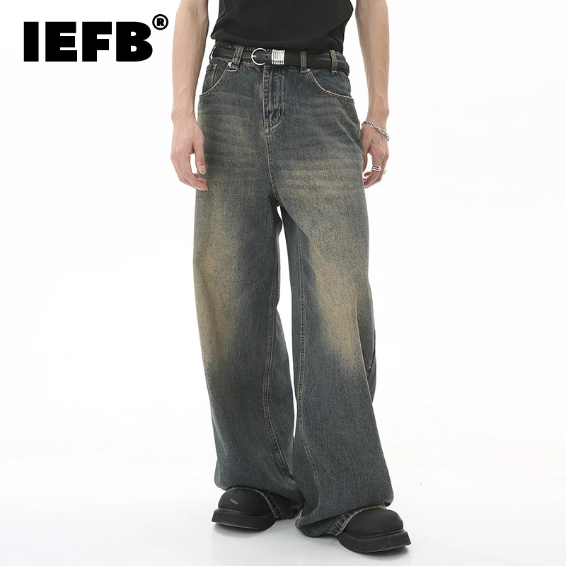 Vintage Blue Straight-Leg Denim Pants for Men