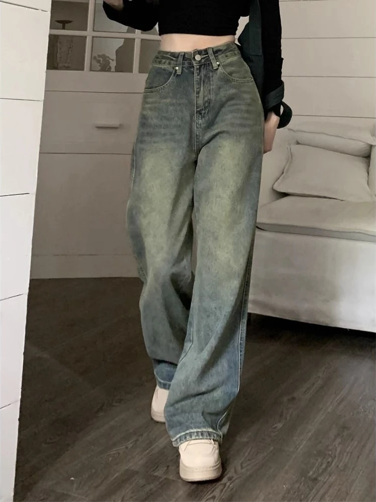 Deeptown Y2K Vintage Baggy Wide Leg Jeans