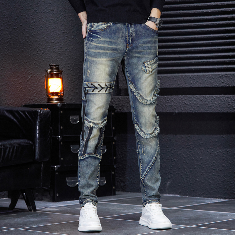 Men's Retro Motorcycle Jeans - Autumn/Winter Fashion