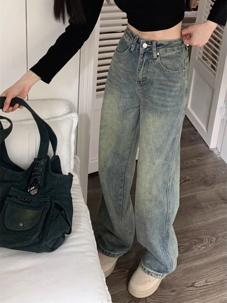 Deeptown Y2K Vintage Baggy Wide Leg Jeans