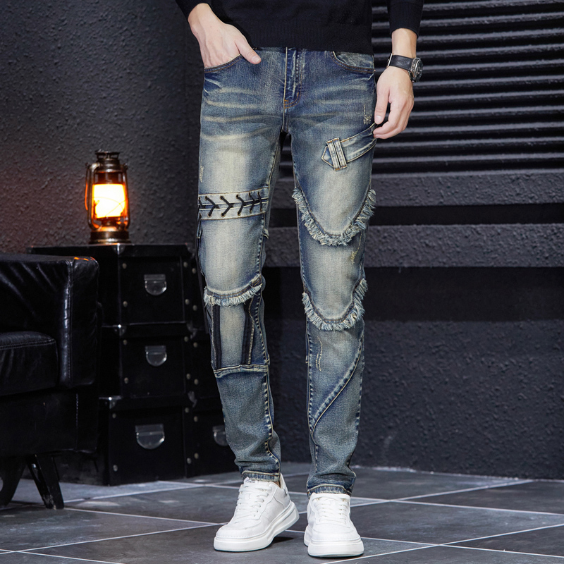 Men's Retro Motorcycle Jeans - Autumn/Winter Fashion