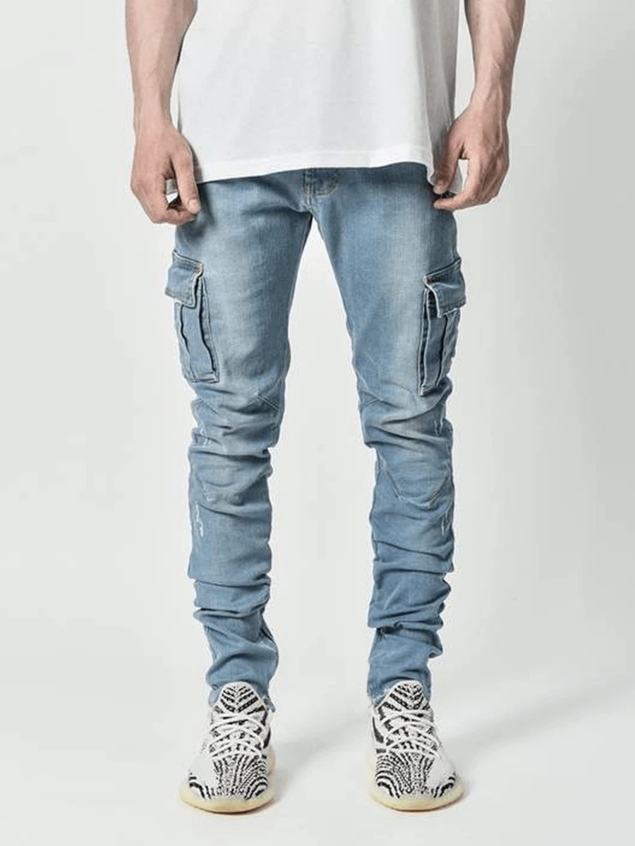 2024 Men's Slim Multi-Pocket Cargo Denim Pants