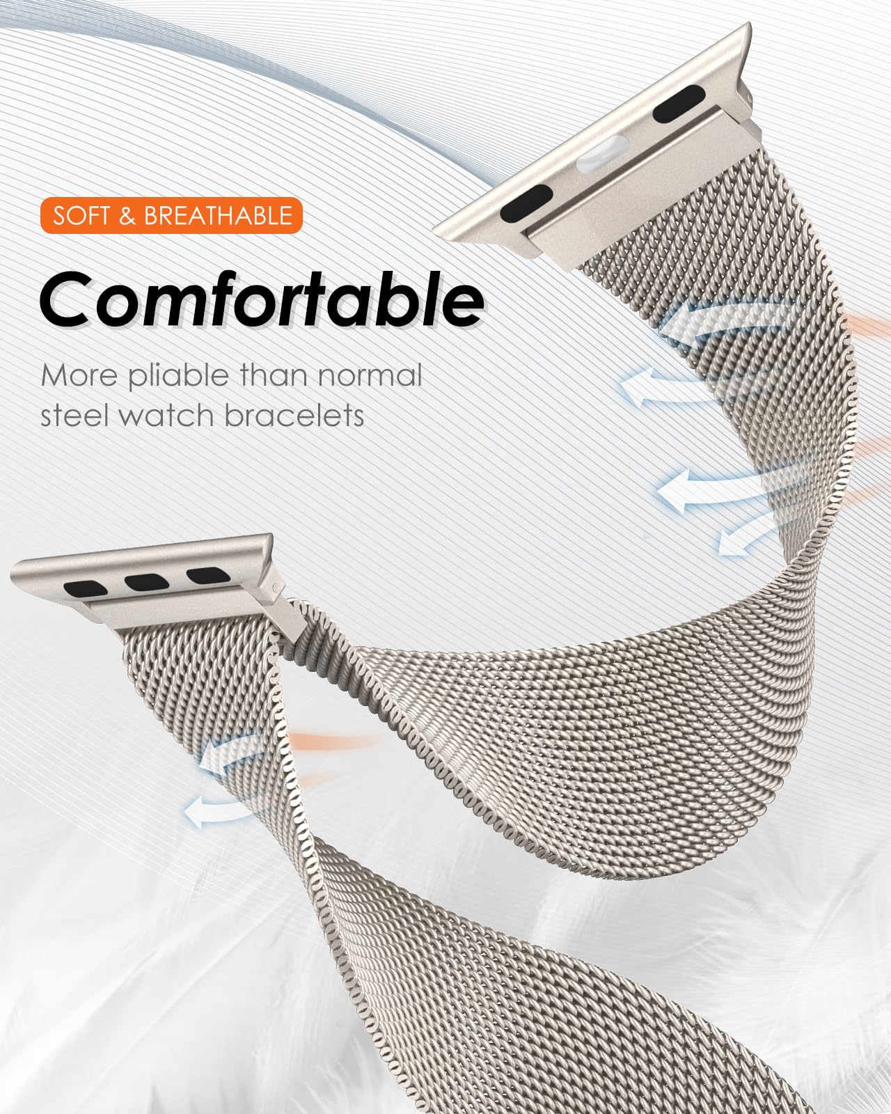 Milanese Apple Watch Bands in Various Sizes