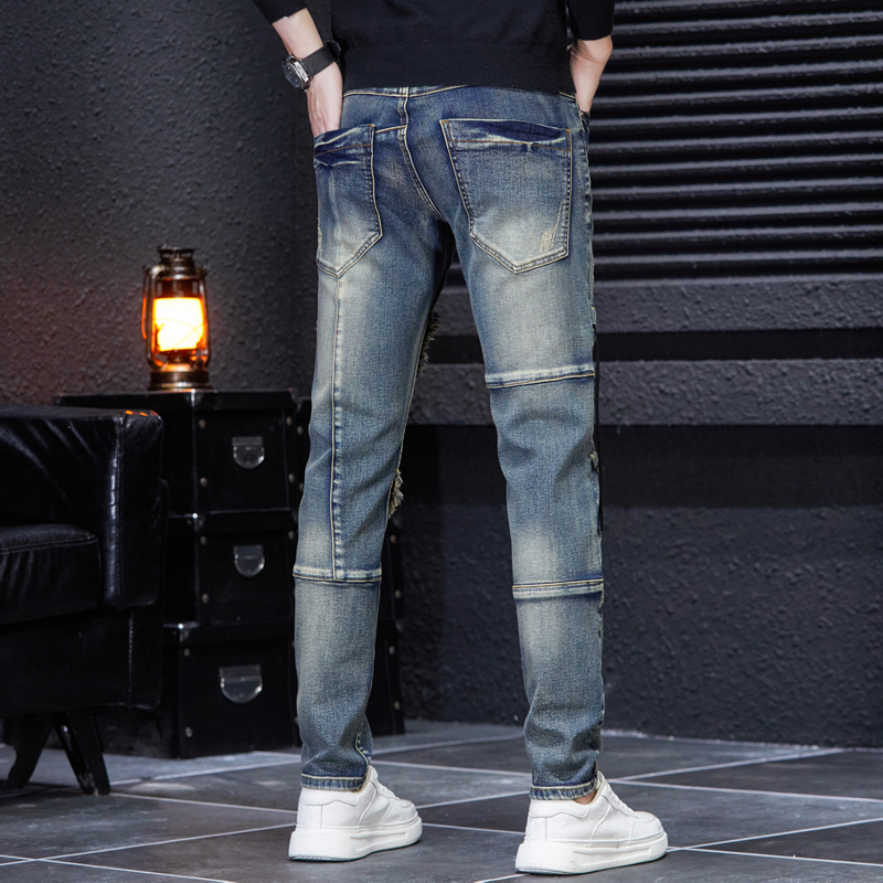Men's Retro Motorcycle Jeans - Autumn/Winter Fashion
