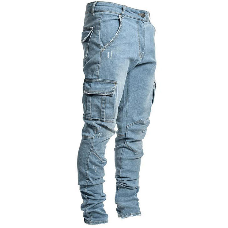 2024 Men's Slim Multi-Pocket Cargo Denim Pants