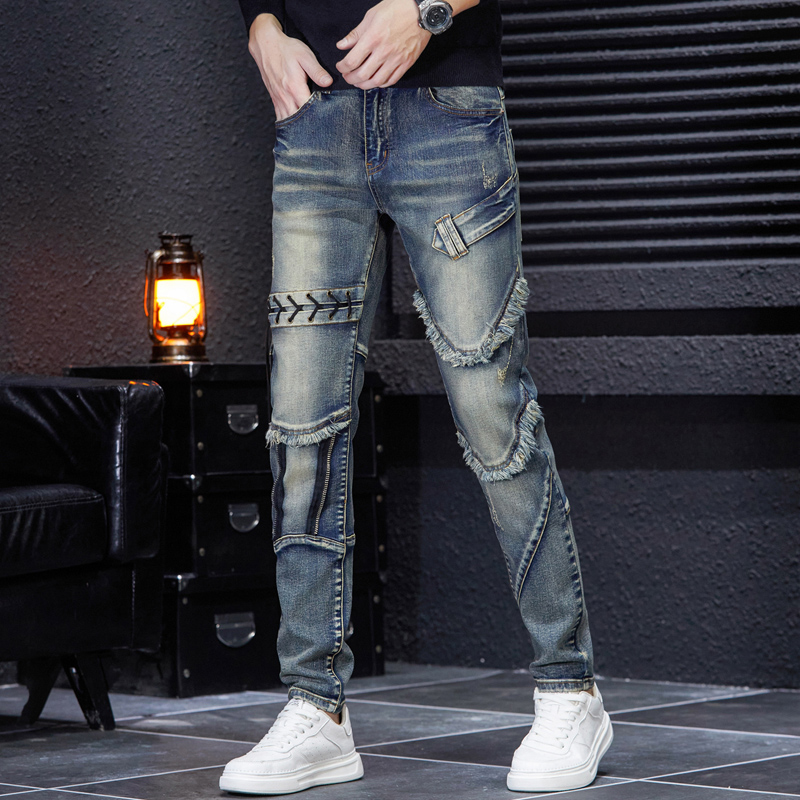 Men's Retro Motorcycle Jeans - Autumn/Winter Fashion