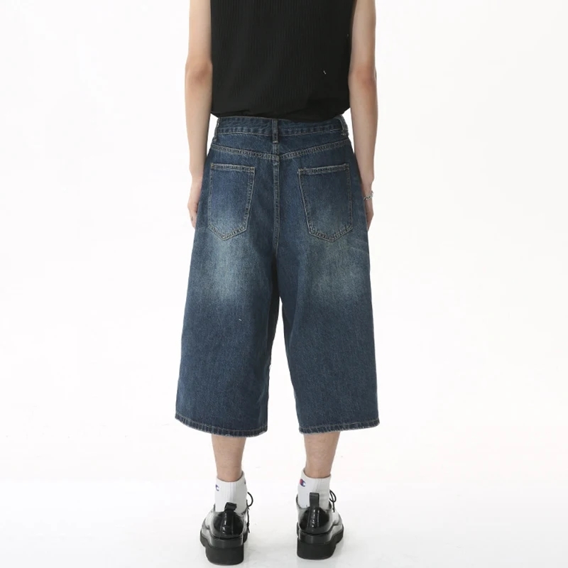 Korean Vintage Wide Leg Men's Denim Shorts