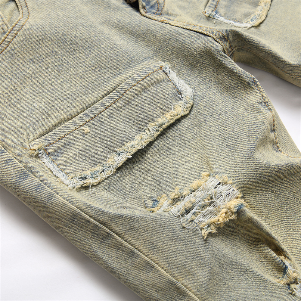 Retro Ripped Slim Fit Men's Streetwear Jeans