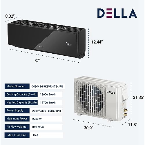 DELLA 18,000 BTU Wifi Enabled Mini Split Air Conditioner