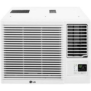 LG 7,500 BTU Window Air Conditioner with Supplemental Heat, Cools 320 Sq.Ft. (16' x 20' Room Size), Electronic Controls with Remote, 2 Cooling, Heating & Fan Speeds, Slide In-Out Chassis, 115V