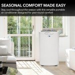 Whynter ARC-110WD 11,000 BTU (5,900 BTU SACC) Portable Air Conditioner with Dehumidifier and Fan for Rooms Up to 350 Sq Ft, Includes and Storage Bag, White