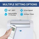 Whynter Portable Air Conditioner 14,000 BTU with Dual Hose Dehumidifier & Cooling Fan for 500 Sq. Ft. Rooms, Includes AC Unit Window Kit, ARC-148MS (10,300 BTU SACC), White