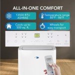 Whynter Air Conditioner 13,500 Portable Heater with Dehumidifier, Cooling Fan & Smart Wi-Fi for 500 Sq Ft Rooms, Includes AC Unit Window Kit, ARC-1050XPH (10,000 BTU SACC), White
