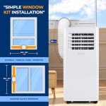 SereneLife Small Air Conditioner Portable 8,000 BTU with Built-in Dehumidifier - Portable AC unit for rooms up to 350 sq ft - WiFi app + Remote Control, Window Mount Exhaust Kit