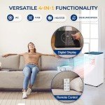 SereneLife 8000 BTU Portable Air Conditioner - 3-in-1 Compact Standing Air Conditioner for Room Up to 300 Sq. Ft. - Floor AC Unit with Remote Control - Universal Casters, Window Mount Kit