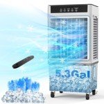2200CFM Portable Air Conditioners w/Remote, 3-IN-1 Evaporative Swamp Air Cooler w/Remote, 24H Timer, 5.3 Gal Water Tank & 4 Ice Packs, 50°Oscillation, 3 Speeds For Outdoors/Indoors, Home Office