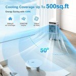 2200CFM Portable Air Conditioners w/Remote, 3-IN-1 Evaporative Swamp Air Cooler w/Remote, 24H Timer, 5.3 Gal Water Tank & 4 Ice Packs, 50°Oscillation, 3 Speeds For Outdoors/Indoors, Home Office