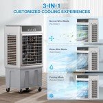 2200CFM Portable Air Conditioners w/Remote, 3-IN-1 Evaporative Swamp Air Cooler w/Remote, 24H Timer, 5.3 Gal Water Tank & 4 Ice Packs, 50°Oscillation, 3 Speeds For Outdoors/Indoors, Home Office