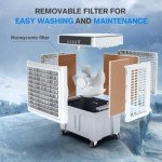 2200CFM Portable Air Conditioners w/Remote, 3-IN-1 Evaporative Swamp Air Cooler w/Remote, 24H Timer, 5.3 Gal Water Tank & 4 Ice Packs, 50°Oscillation, 3 Speeds For Outdoors/Indoors, Home Office
